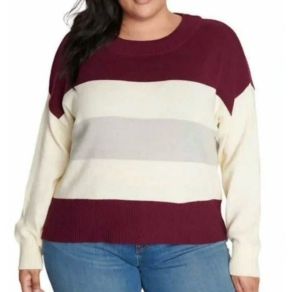 LUCKY BRAND Color Block Purple Stripe Sweater XXL